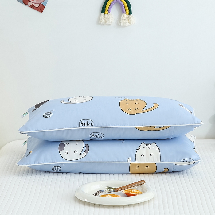 91家纺网 家纺一手货源 找家纺 良佐生活 2023新款60支全棉贡缎卡通信封款枕套 招财猫