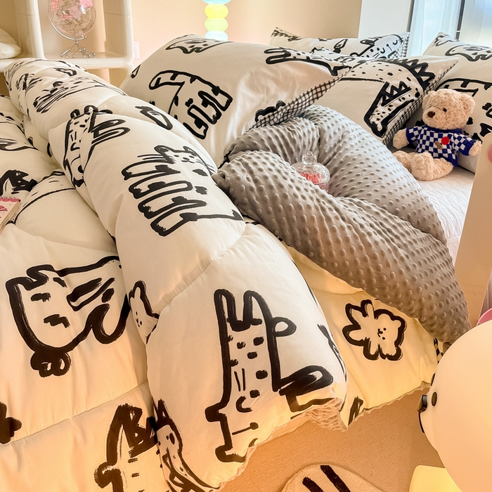 91家纺网 家纺一手货源 找家纺 简宜家居  2023新款全棉安抚豆豆绒被冬被春秋被 简笔画