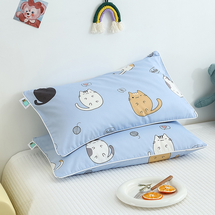 91家纺网 家纺一手货源 找家纺 良佐生活 2023新款60支全棉贡缎卡通信封款枕套 招财猫