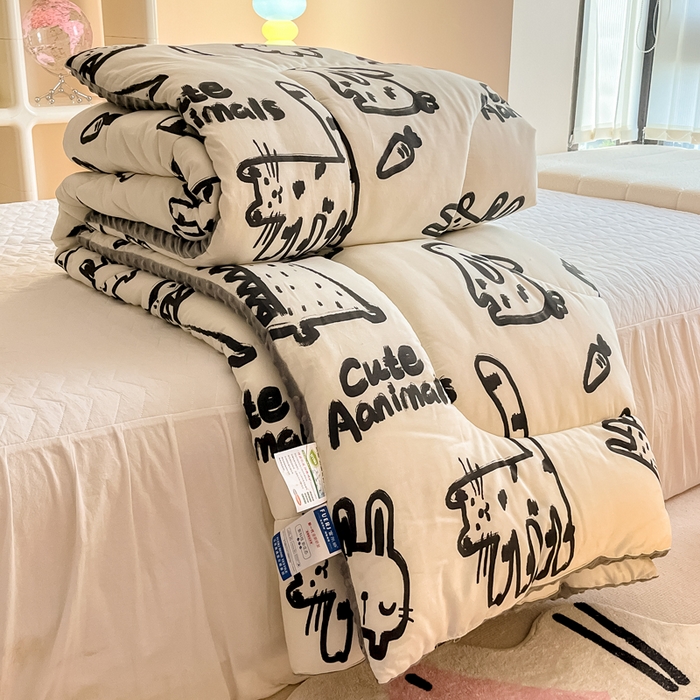 91家纺网 家纺一手货源 找家纺 简宜家居  2023新款全棉安抚豆豆绒被冬被春秋被 简笔画