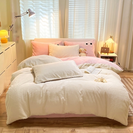 91家纺网 家纺一手货源 找家纺 （总）川悦生活 2023新款兔兔绒牛奶绒四件套-耶耶系列