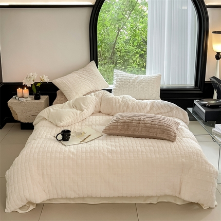 91家纺网 家纺一手货源 找家纺 （总）名品优仓 2023新款A面兔毛绒B面牛奶绒系列四件套