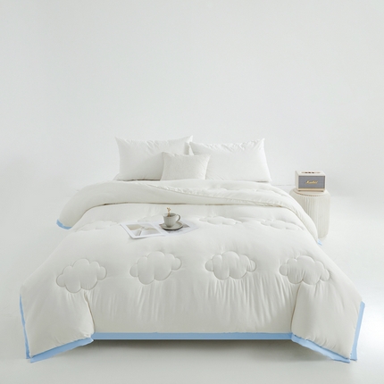 91家纺网 家纺一手货源 找家纺 （总）灰鲸 2025新款轻盈舒适水洗双层纱星云朵朵被被子被芯