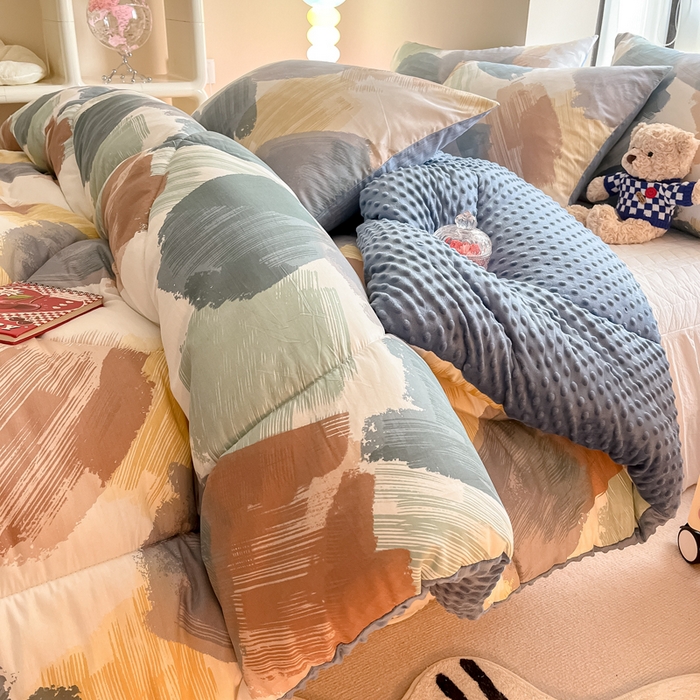 91家纺网 家纺一手货源 找家纺 简宜家居  2023新款全棉安抚豆豆绒被冬被春秋被 艺术家