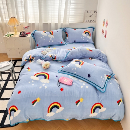 91家纺网 家纺一手货源 找家纺 （总）懒猫家纺 2024新款【包边款印花】牛奶绒四件套