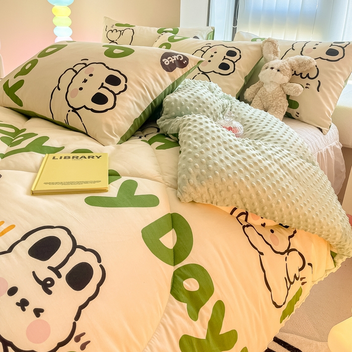 91家纺网 家纺一手货源 找家纺 简宜家居  2023新款全棉安抚豆豆绒被冬被春秋被 皮皮兔