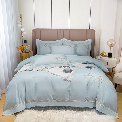 91家纺网 家纺一手货源 找家纺 （总）梧桐家居 2023新款13376全棉刺绣宽边四件套-曼玉系列