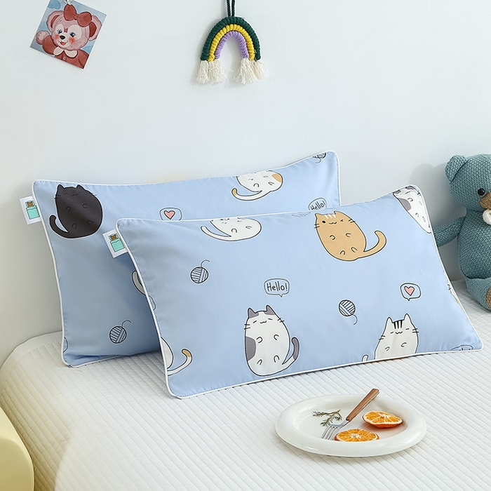 91家纺网 家纺一手货源 找家纺 良佐生活 2023新款60支全棉贡缎卡通信封款枕套 招财猫