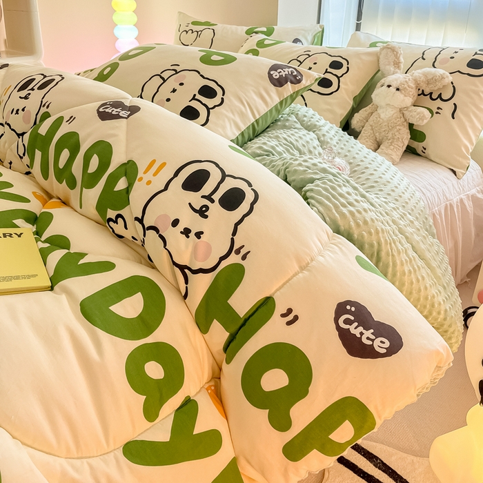 91家纺网 家纺一手货源 找家纺 简宜家居  2023新款全棉安抚豆豆绒被冬被春秋被 皮皮兔