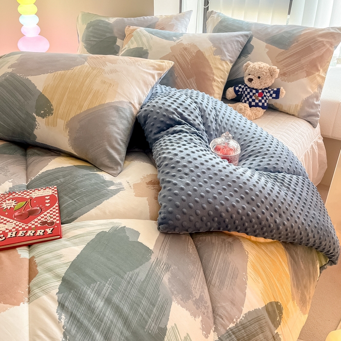 91家纺网 家纺一手货源 找家纺 简宜家居  2023新款全棉安抚豆豆绒被冬被春秋被 艺术家