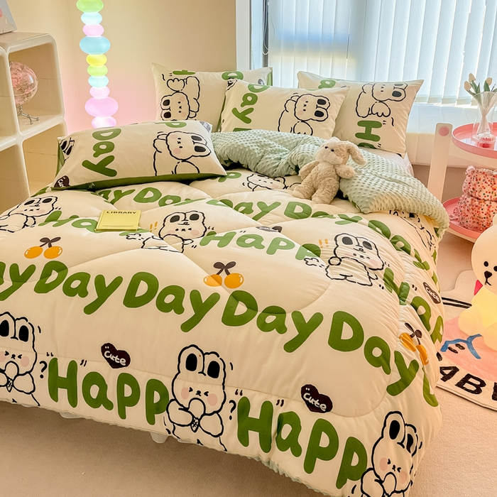 91家纺网 家纺一手货源 找家纺 简宜家居  2023新款全棉安抚豆豆绒被冬被春秋被 皮皮兔