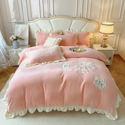 （总）云锦家居 2023秋冬新品花梦--230克全消光牛奶绒四件套