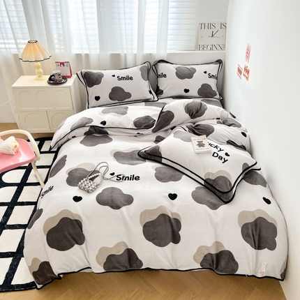 91家纺网 家纺一手货源 找家纺 （总）懒猫家纺 2024新款【包边款印花】牛奶绒四件套