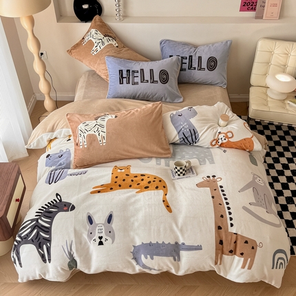 91家纺网 家纺一手货源 找家纺 （总）懒猫家纺 2024新款【高克重ins风】230克牛奶绒四件套