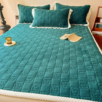 91家纺网 家纺一手货源 找家纺 （总）眠博士 2023新款纯色绗缝大象绒床护垫