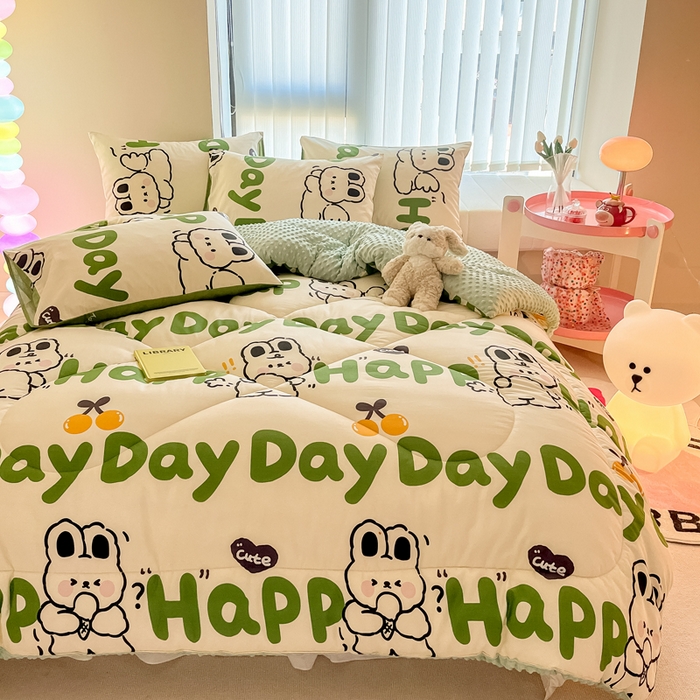 91家纺网 家纺一手货源 找家纺 简宜家居  2023新款全棉安抚豆豆绒被冬被春秋被 皮皮兔