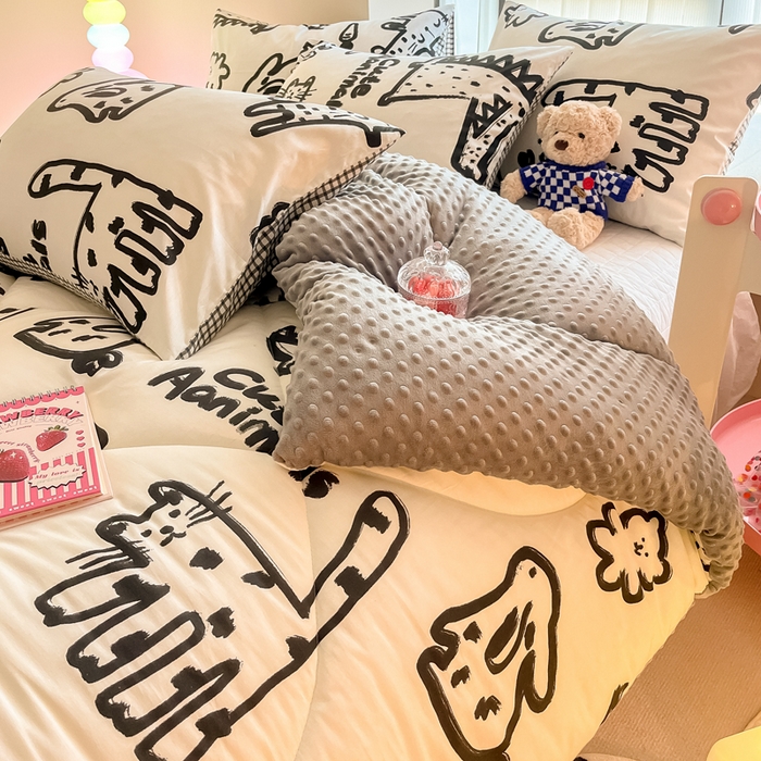 91家纺网 家纺一手货源 找家纺 简宜家居  2023新款全棉安抚豆豆绒被冬被春秋被 简笔画