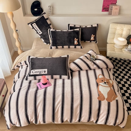 91家纺网 家纺一手货源 找家纺 （总）懒猫家纺 2024新款【高克重ins风】230克牛奶绒四件套