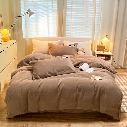 91家纺网 家纺一手货源 找家纺 川悦生活 2023新款兔兔绒牛奶绒四件套-耶耶系列 耶耶-咖