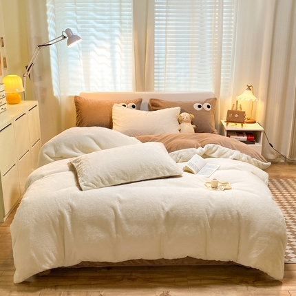 91家纺网 家纺一手货源 找家纺 （总）川悦生活 2023新款兔兔绒牛奶绒四件套-耶耶系列