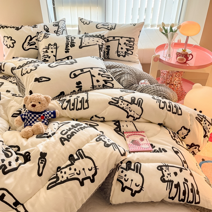 91家纺网 家纺一手货源 找家纺 简宜家居  2023新款全棉安抚豆豆绒被冬被春秋被 简笔画