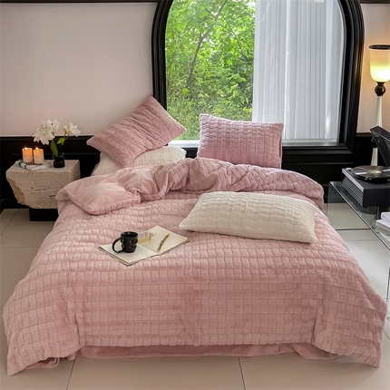 91家纺网 家纺一手货源 找家纺 （总）名品优仓 2023新款A面兔毛绒B面牛奶绒系列四件套