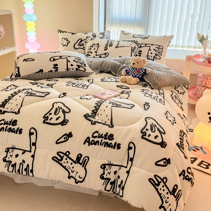 91家纺网 家纺一手货源 找家纺 简宜家居  2023新款全棉安抚豆豆绒被冬被春秋被 简笔画