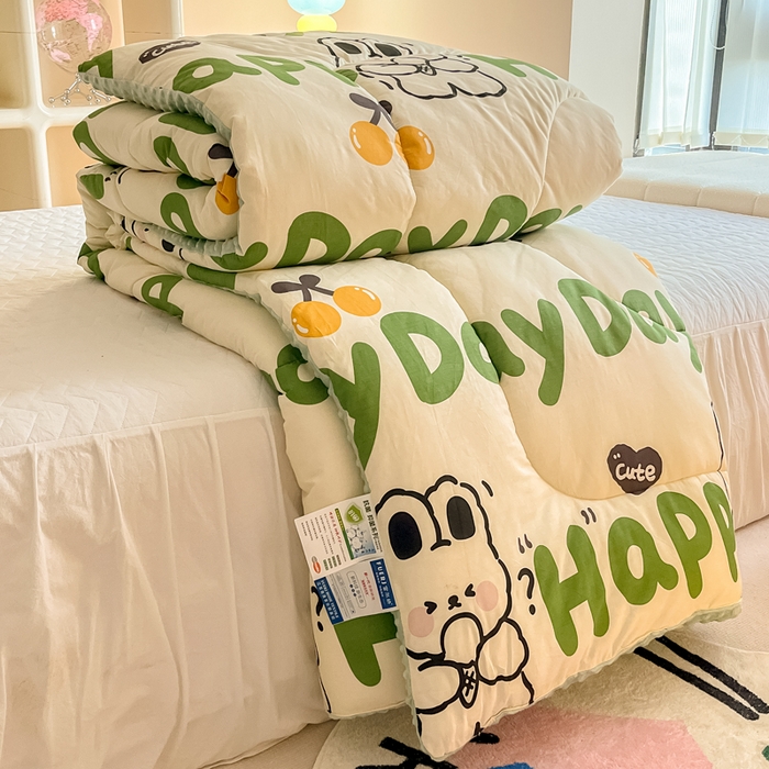 91家纺网 家纺一手货源 找家纺 简宜家居  2023新款全棉安抚豆豆绒被冬被春秋被 皮皮兔