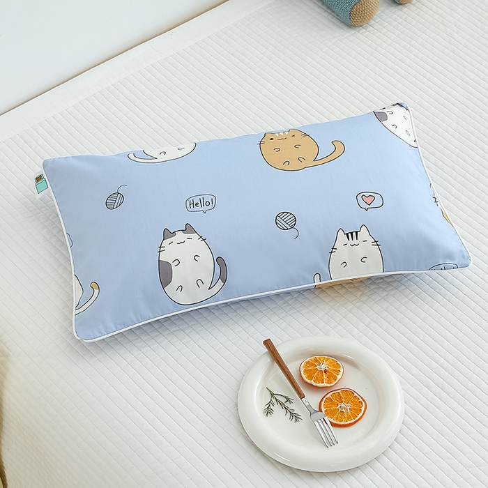 91家纺网 家纺一手货源 找家纺 良佐生活 2023新款60支全棉贡缎卡通信封款枕套 招财猫