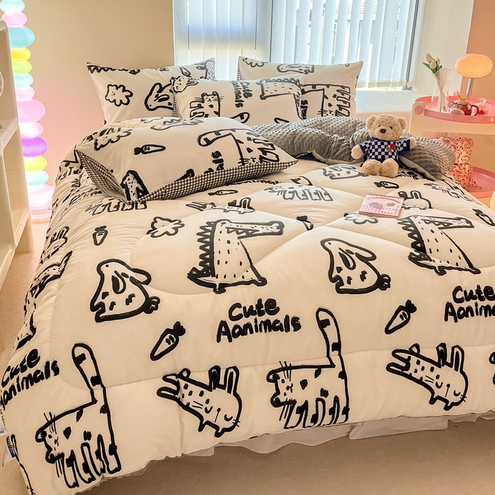 91家纺网 家纺一手货源 找家纺 简宜家居  2023新款全棉安抚豆豆绒被冬被春秋被 简笔画