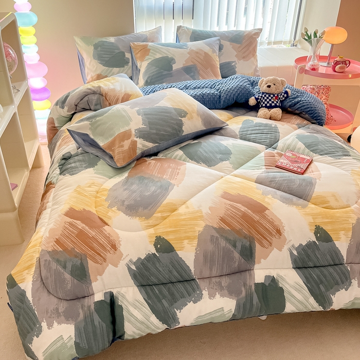 91家纺网 家纺一手货源 找家纺 简宜家居  2023新款全棉安抚豆豆绒被冬被春秋被 艺术家