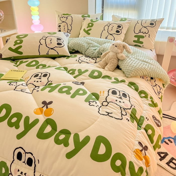 91家纺网 家纺一手货源 找家纺 简宜家居  2023新款全棉安抚豆豆绒被冬被春秋被 皮皮兔