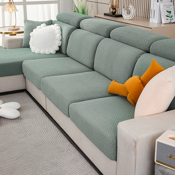 91家纺网 家纺一手货源 找家纺 天下布艺 2023新款坐垫套纯色沙发笠系列-斜格 沙发套-橄榄绿