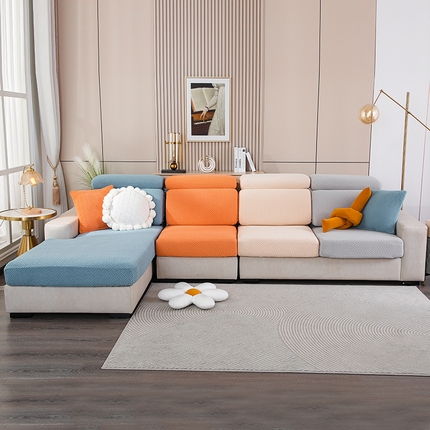 天下布艺 2023新款坐垫套纯色沙发笠系列-斜格 沙发套-拼色二