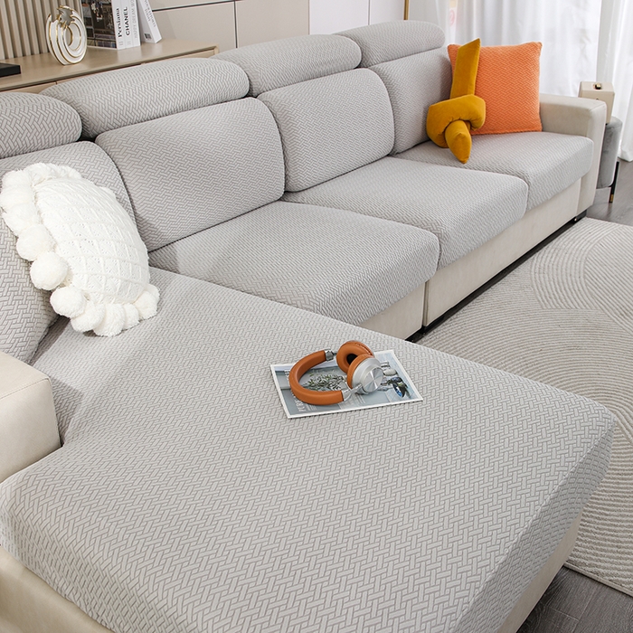 91家纺网 家纺一手货源 找家纺 天下布艺 2023新款坐垫套纯色沙发笠系列-斜格 沙发套-草木灰