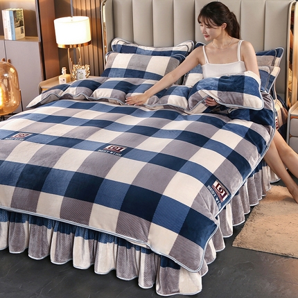 91家纺网 家纺一手货源 找家纺 （总）晚静 2025新款7斤牛奶绒四件套金貂法莱绒床裙款保暖绒三件套 