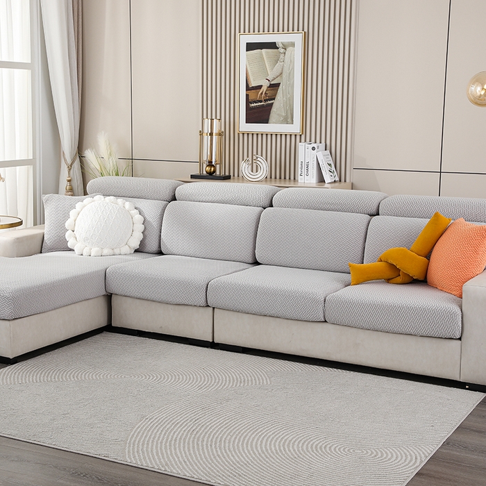 91家纺网 家纺一手货源 找家纺 天下布艺 2023新款坐垫套纯色沙发笠系列-斜格 沙发套-草木灰