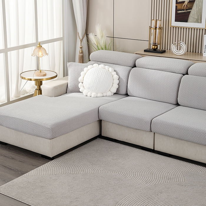 91家纺网 家纺一手货源 找家纺 天下布艺 2023新款坐垫套纯色沙发笠系列-斜格 沙发套-草木灰