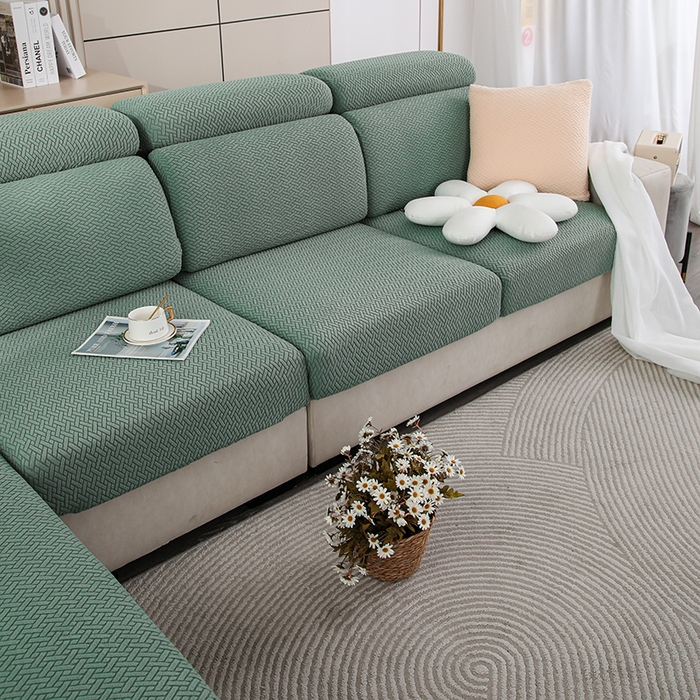 91家纺网 家纺一手货源 找家纺 天下布艺 2023新款坐垫套纯色沙发笠系列-斜格 沙发套-橄榄绿