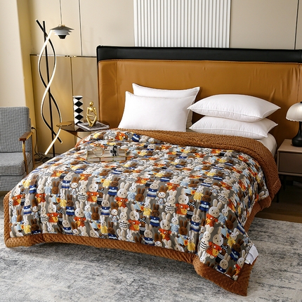 家维 2025年新款全棉豆豆被被子冬被 焦糖兔