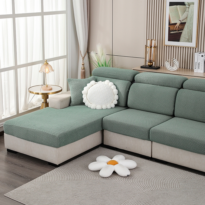 91家纺网 家纺一手货源 找家纺 天下布艺 2023新款坐垫套纯色沙发笠系列-斜格 沙发套-橄榄绿