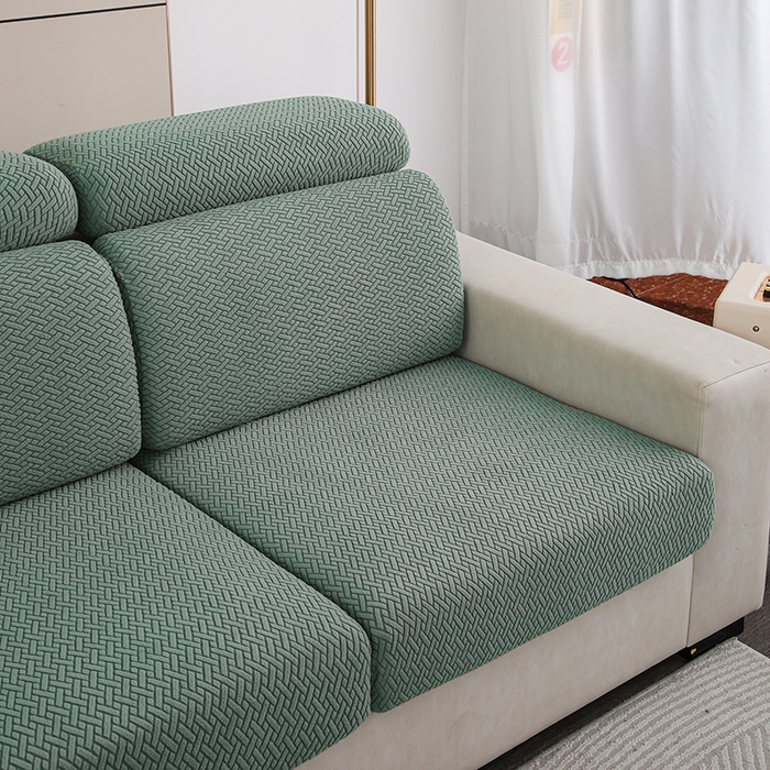 91家纺网 家纺一手货源 找家纺 天下布艺 2023新款坐垫套纯色沙发笠系列-斜格 沙发套-橄榄绿