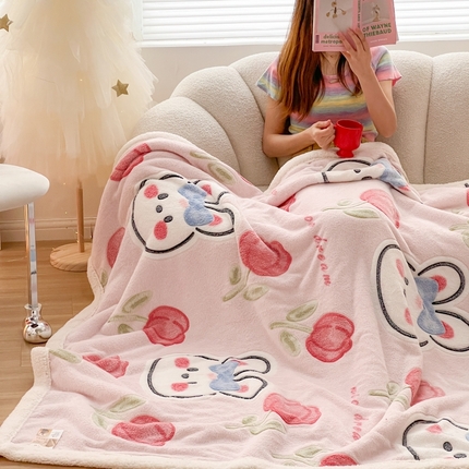 91家纺网 家纺一手货源 找家纺 顾里家纺 2023新款ins韩风∙雪花立体羊羔绒毯 花花兔兔