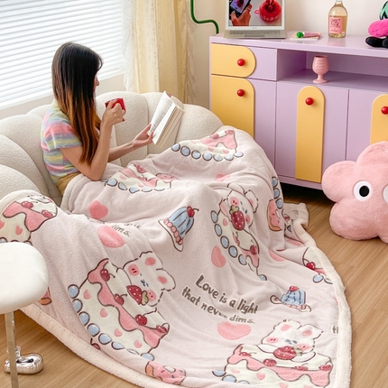 91家纺网 家纺一手货源 找家纺 顾里家纺 2023新款ins韩风∙雪花立体羊羔绒毯 甜品小兔