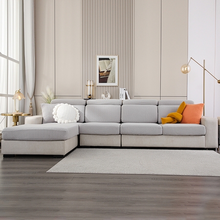 天下布艺 2023新款坐垫套纯色沙发笠系列-斜格 沙发套-草木灰