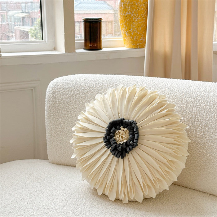 91家纺网 家纺一手货源 找家纺 918拾朵家居 2023新款网红手工立体花朵抱枕 1 白(圆）