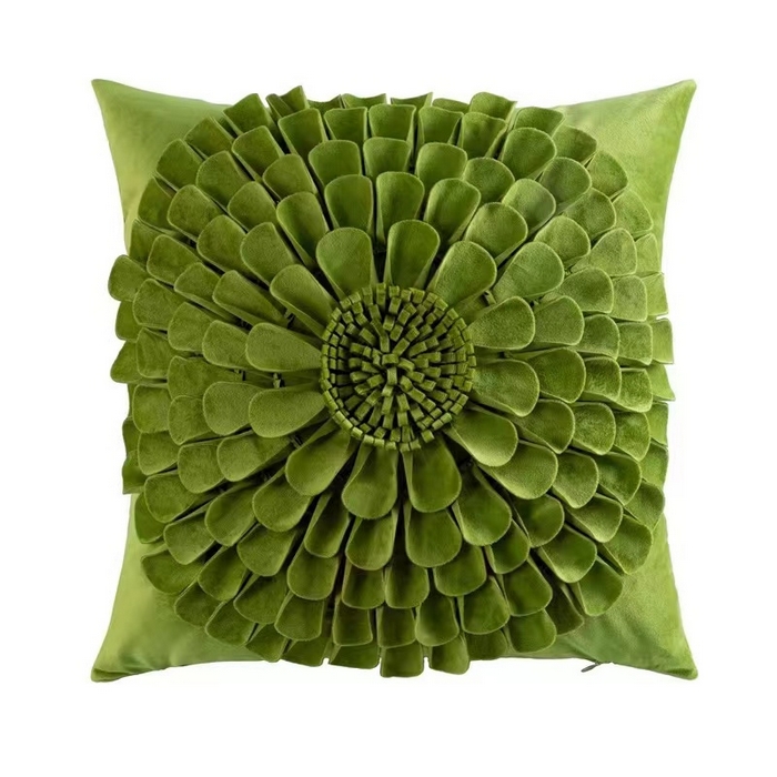 91家纺网 家纺一手货源 找家纺 918拾朵家居 2023新款网红手工立体花朵抱枕 2 绿(方）