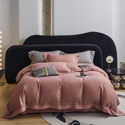 91家纺网 家纺一手货源 找家纺 淼铭家纺 2025新款色纺天丝棉磨毛镂空四件套-伯爵 伯爵-豆沙