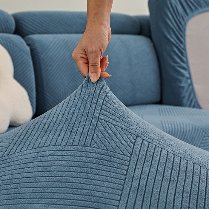 91家纺网 家纺一手货源 找家纺 天下布艺 2023新款坐垫套纯色沙发笠系列-初见 天蓝色