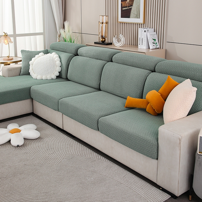 91家纺网 家纺一手货源 找家纺 天下布艺 2023新款坐垫套纯色沙发笠系列-斜格 沙发套-橄榄绿